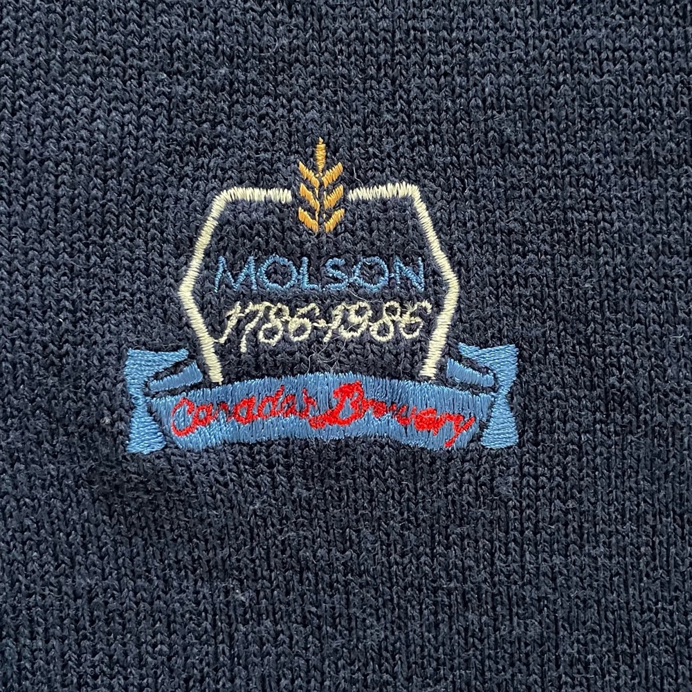 Vintage Molson Canadian 80s Embroidered V-Neck Sweater